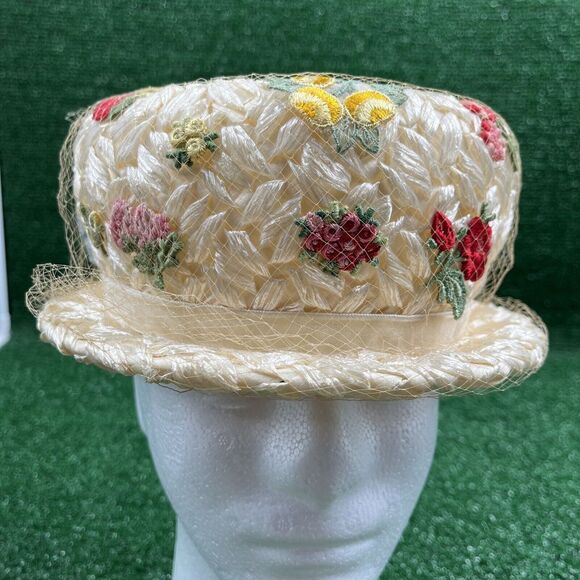 Accessories - Womens Fancy Dress Derby Church‎ Ivory Floral Hat With Netting My Hats A Michele